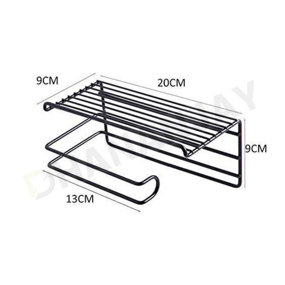 Self Adhesive Toilet Paper Holder/Tissue Paper Roll Holder with Mobile Stand/Towel Bar Hanger Storage Rack/Bathroom Accessories (Black)