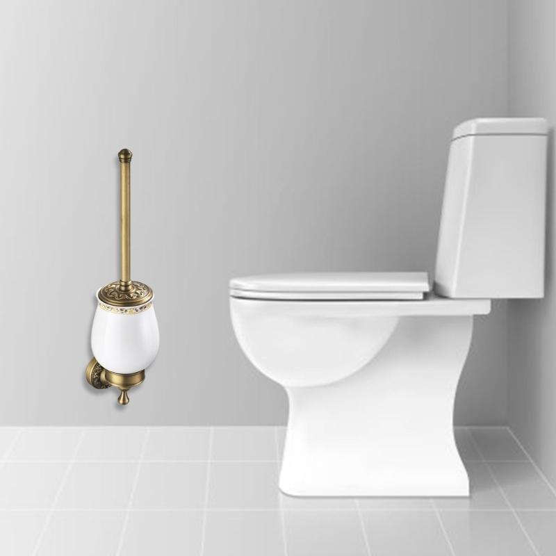 Resistant Brass Bathroom Brush Holders Classical Designs Toilet Brushes Stand Simple Installs for Modern Homes Decors