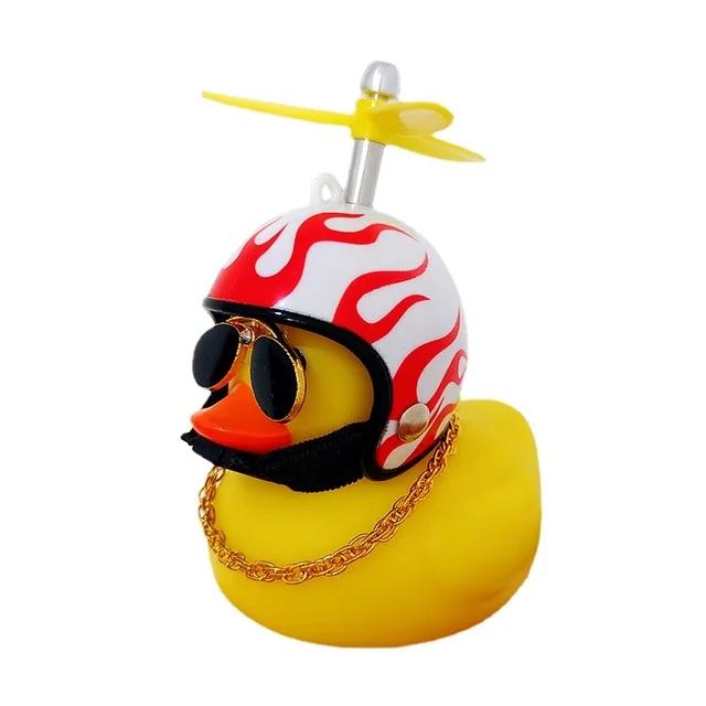 New Car Cute Wind-breaking Duck Interior Broken Wind Small Yellow Duck with Helmet  Airscrew Cycling Decoration Ornament Decor