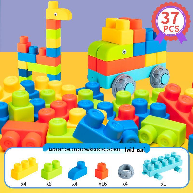 Large Soft Rubber Baby Building Blocks - Safe for 1-2 Year-Olds