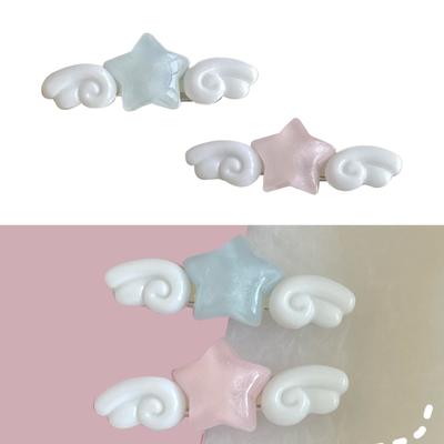 Jelly Hair Clip for Hot Girls Fresh Star Wing Shape Hair Barrettes Duckbill Ponytail Hair Barrettes for Teens Girls