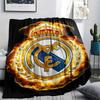 1PC Real Madrid CF Print Flannel Blanket, High Quality All Seasons, Home Decor, Warmth and Comfort, Perfect for Christmas Gifts