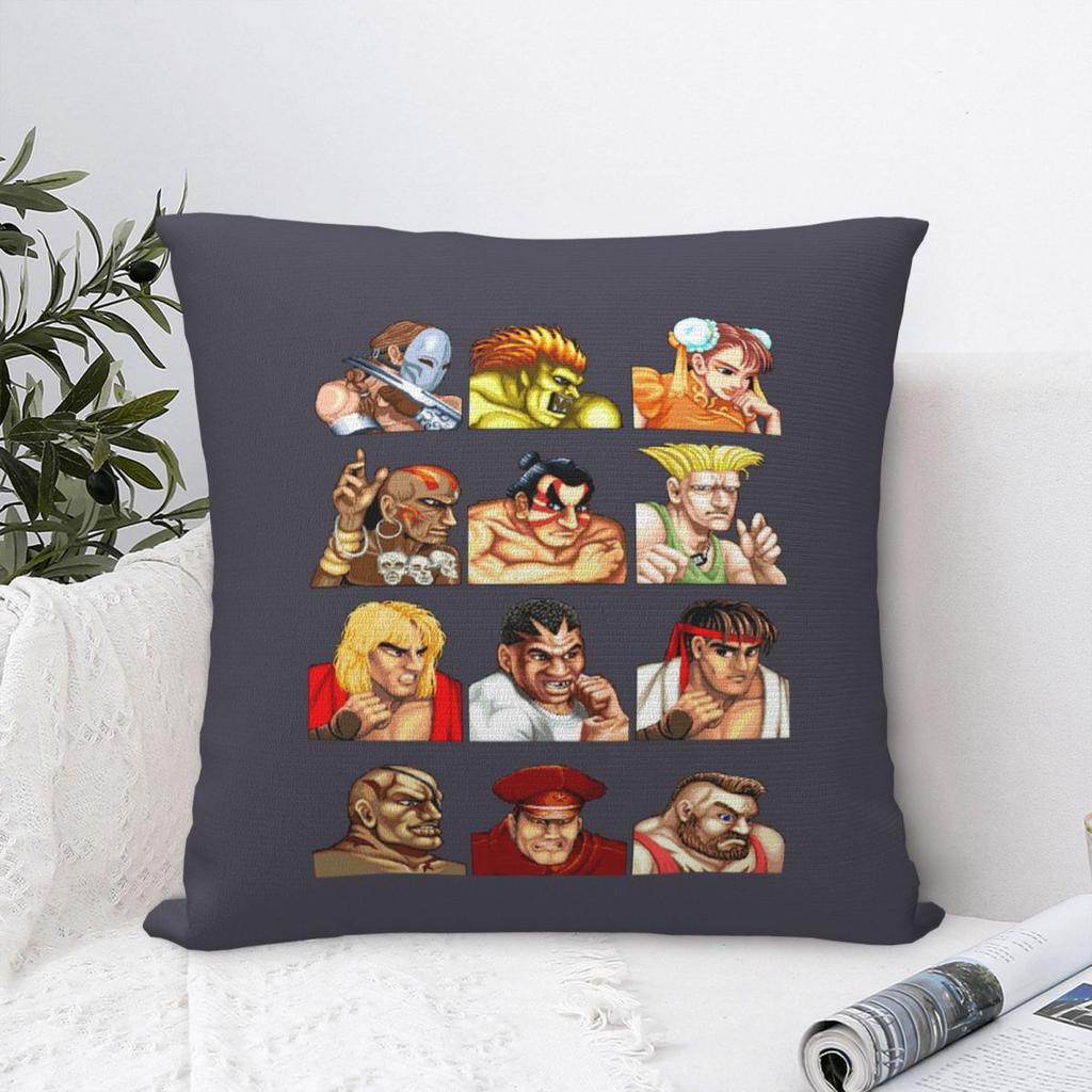 Defeated Portraits Super Street Fighter Square Pillowcase Cushion Cover Pillow Case Throw Pillow Cover for Home Sofa Living Room