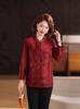 Mom's Chinese Style Long-Sleeve Tang Shirt for Middle-Aged & Elderly Women