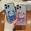 Applicable To 17/16 Apple iPhone15Promax Mobile Phone Case Bead Bear Invisible Bracket All-inclusive Electroplating Soft Case