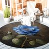 Luxury Blue Rose Floral Pattern Round Shape Floor Mats Kitchen Hallway Runner Rug Bedroom Living Room Soft Carpet Non-slip Area Rug