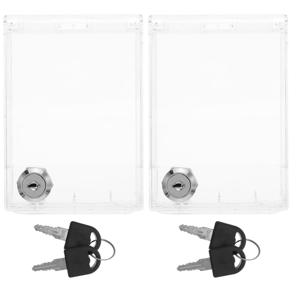 2Pcs Air Conditioning Switch Cover Lockable Transparent Protective Panel Proof Waterproof Wall Switch Safety Guard