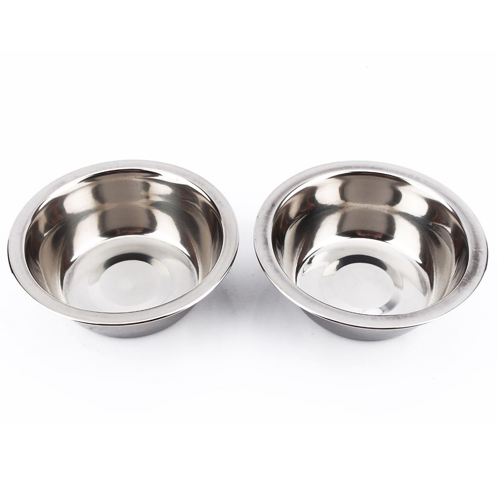 Cute Double Twin Stainless Steel Bowls Dog Puppy Cat Pet Food Water Bowl Dish Iron Stand