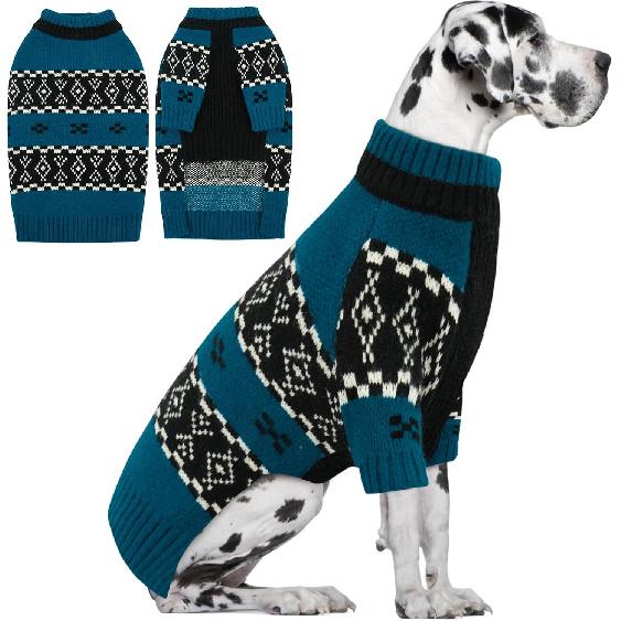 IECOii Male Dog Sweater,Thick Knitted Dog Sweaters for Small Medium Dogs Boy,Mid Neck Knitwear Extra Warm Pullover for Cold Weather,Cozy & Stretchy