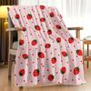 1pc Strawberry Blanket for Girls - Pink Flannel Throw with Red & Green Strawberries, Soft Lightweight Warm Birthday Gift