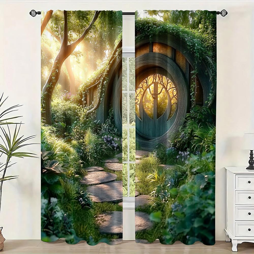 

2pc, Window Drapes Rainforest Versatile 100% Polyester,Without Electricity Family Party Suitable for All Occasions 29x65in(75x166cm)