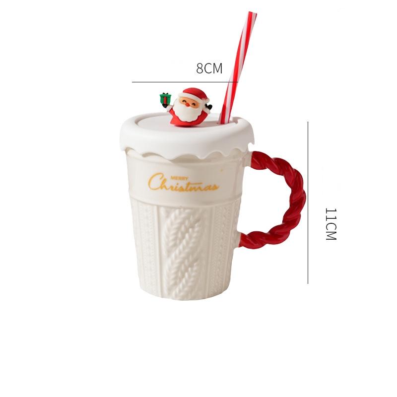 

Рождественская кружка, новогодний подарок, набор украшений, посуда для напитков, украшение для вечеринки, кофейная чашка с крышкой, ложка, мультяшная милая керамическая кружка, чайная чашка 301-400ml
