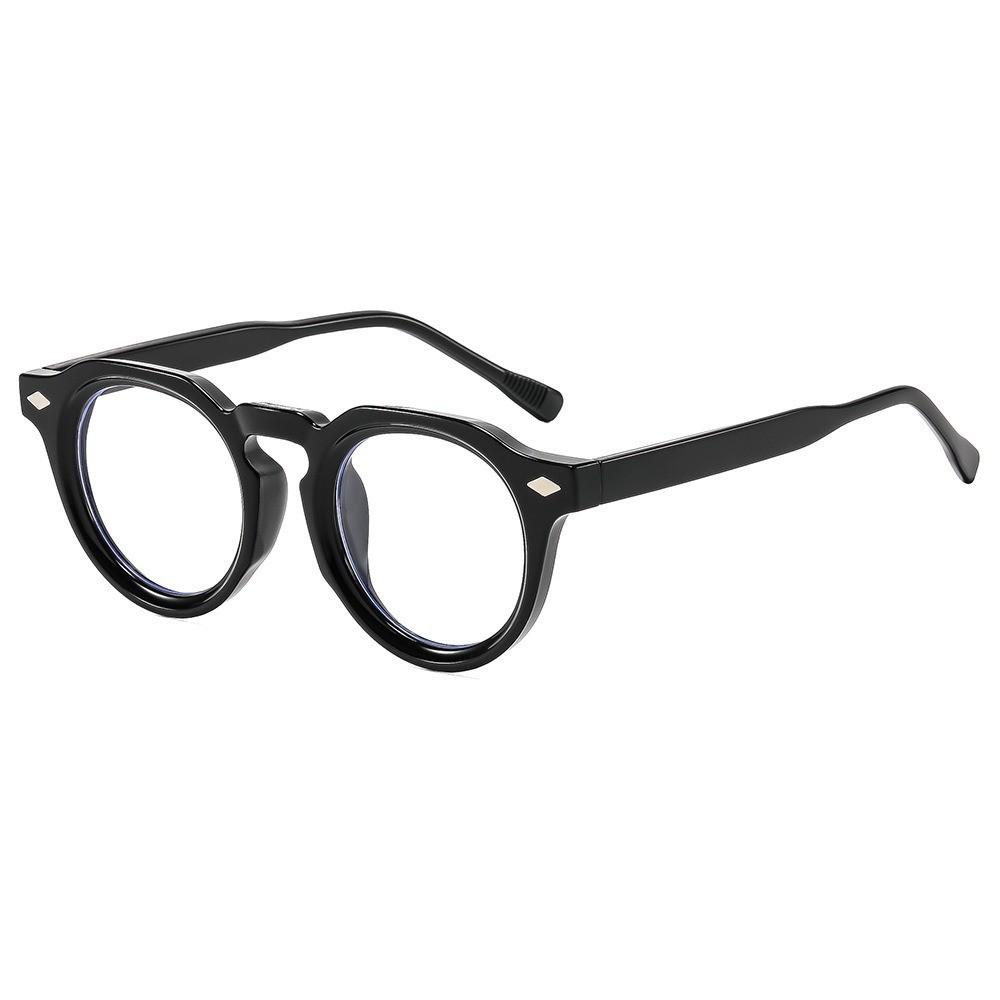 Retro Round Frame Black Sunglasses For Men Women Uv400 Protection Fashion Accessory