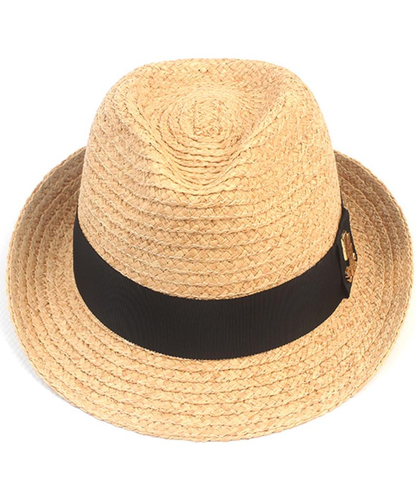 Yunibeosyeolkemiseuteuli Bu Raffia Line Beige Fedora Summer Hat