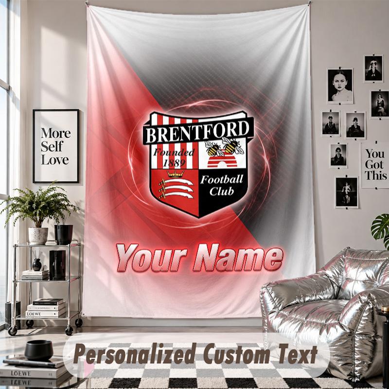Custom Tapestry Wall Hanging, Brentford Football Personalized Name Text Home Wall Decor