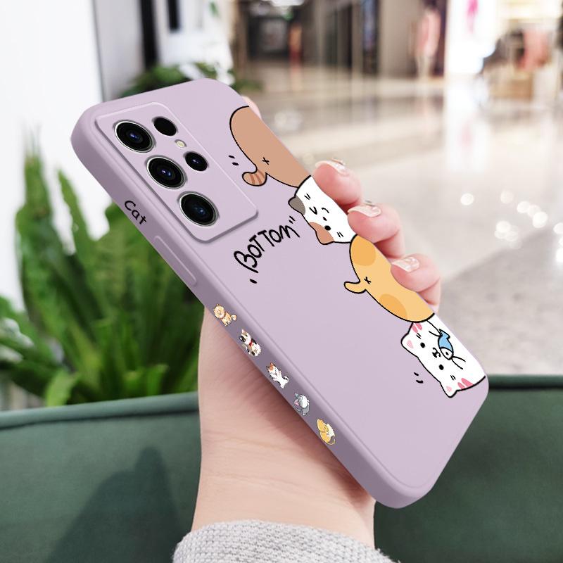Cat Litter Phone Case For Samsung Galaxy S25 S24 S23 S22 S21 S20 Ultra Plus FE S10 Note 20 ultra 10 9 Plus Cover