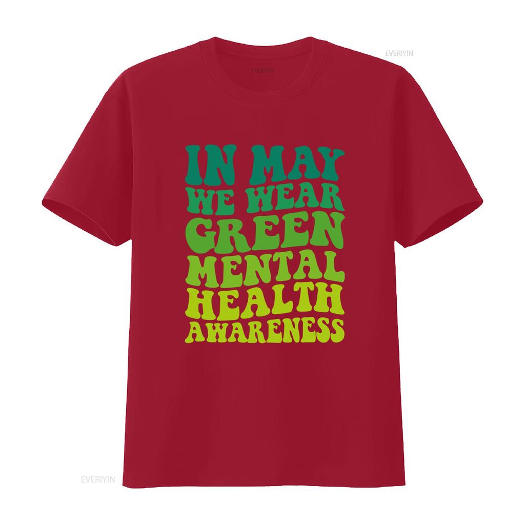 Retro Green Gradient In May We Wear Unisextal Health Awareness Print Casual T Shirt vintage Washed Slightly designer clothes