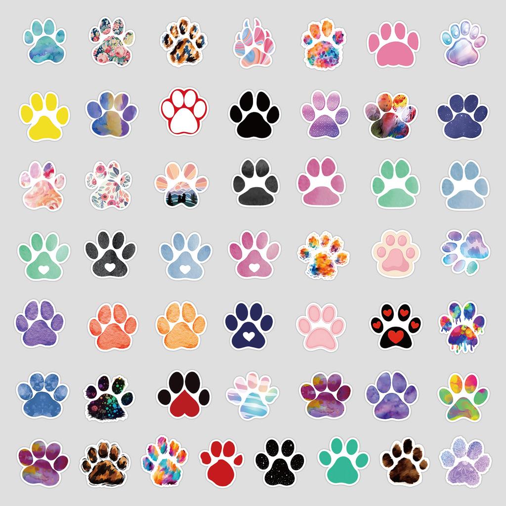50 Cute Paw Series Graffiti Stickers Water Cup Skateboard Waterproof Decorative Stickers Children's Stationery Stickers