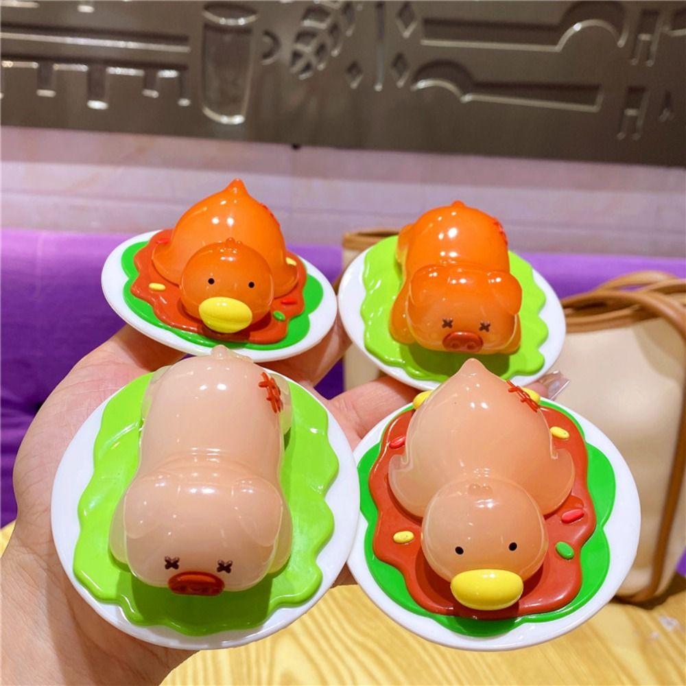 Pig Roast Duck Decoration PVC Color Changing Duck Figurine Uv Color Change Ornament  Desk Balcony