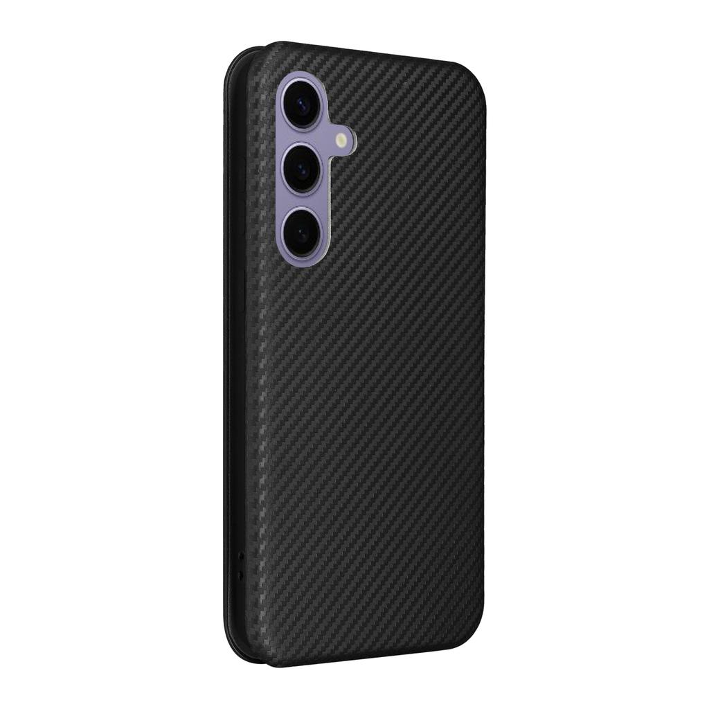 For Samsung Galaxy S25 FE Case Carbon Fiber Texture Drop-Proof PU Leather Phone Cover