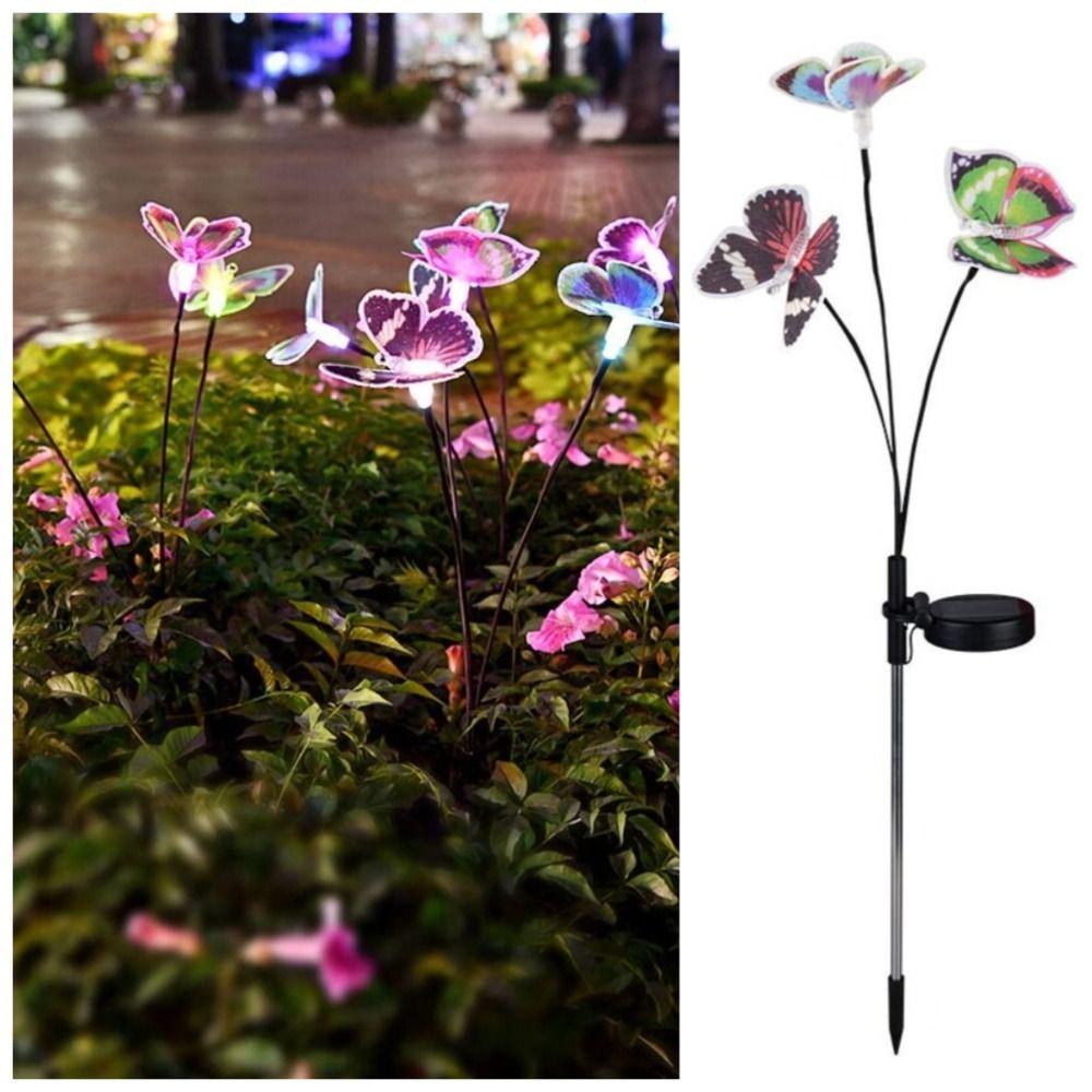 3 Heads Butterfly Stake Lights RGB Garden Floor Lamp Swaying Butterfly Lights Wedding Courtyard