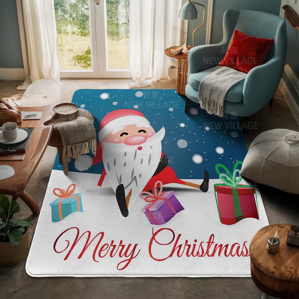 House Entrance Carpet Home Door Mat Living Room Bath Foot Bathroom Non-slip Water Absorption Rugs Bath Merry Christmas Winter