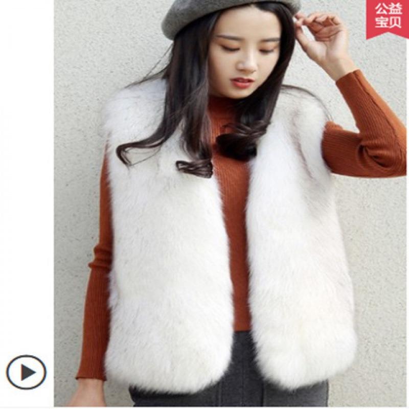 

Женский короткий жилет из искусственной кожи, новый осенне-зимний жилет из искусственного лисьего меха, утепленный жилет, плюшевая куртка 3XL белый