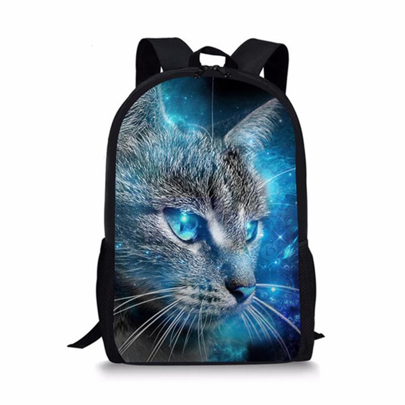Luxe Nieuwigheid Coole Kat Notitieboek Rugzakken leerling Schooltassen 3D Print Oxford Waterdicht Jongens/Meisjes Laptop Rugzakken