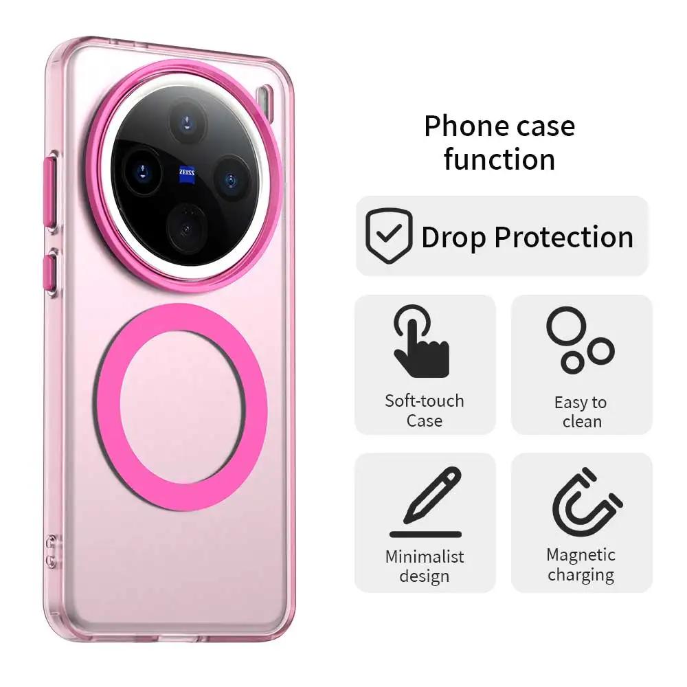 For Magnetic Case for Vivo X200 Pro Mini X200pro Candy Color Translucent PC + TPU Shockproof Bumper for Vivo V40 Pro G