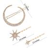 3 Pieces of Elegant Rhinestone Star and Moon Shaped Hair Clips for Women, Fashionable Side Clips, Bridal Decorations, Women's Hair Accessories Suitab