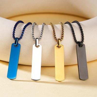Stainless Steel Smooth Three-dimensional Strip Can Be Engraved Men's Simple Fashion Titanium Steel Necklace