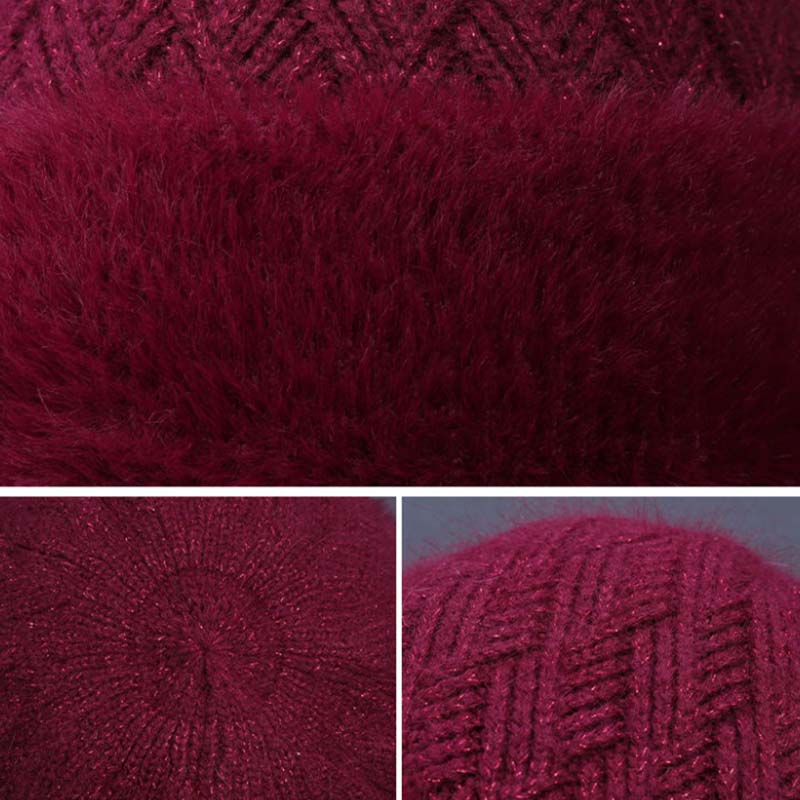 Pălărie Căldură de iarnă pentru femei și catifea groasă Pălărie de lână de iepure bătrână Pălărie de mamă