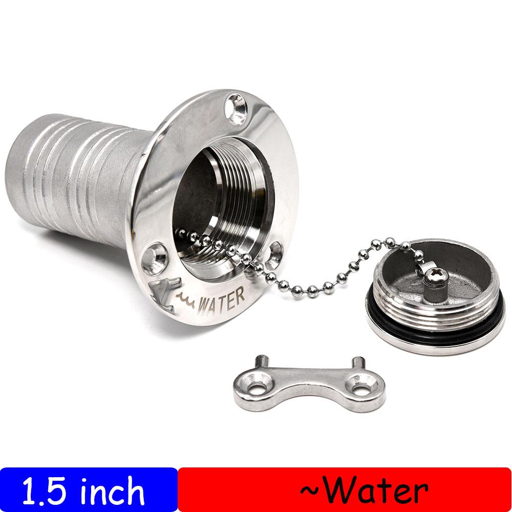 Stainless Steel Fuel Gas Water Waste Tank Deck Fill Filler Spare Cap Key Replace Plate Tool for Boat Marine Yacht 1.5/2"