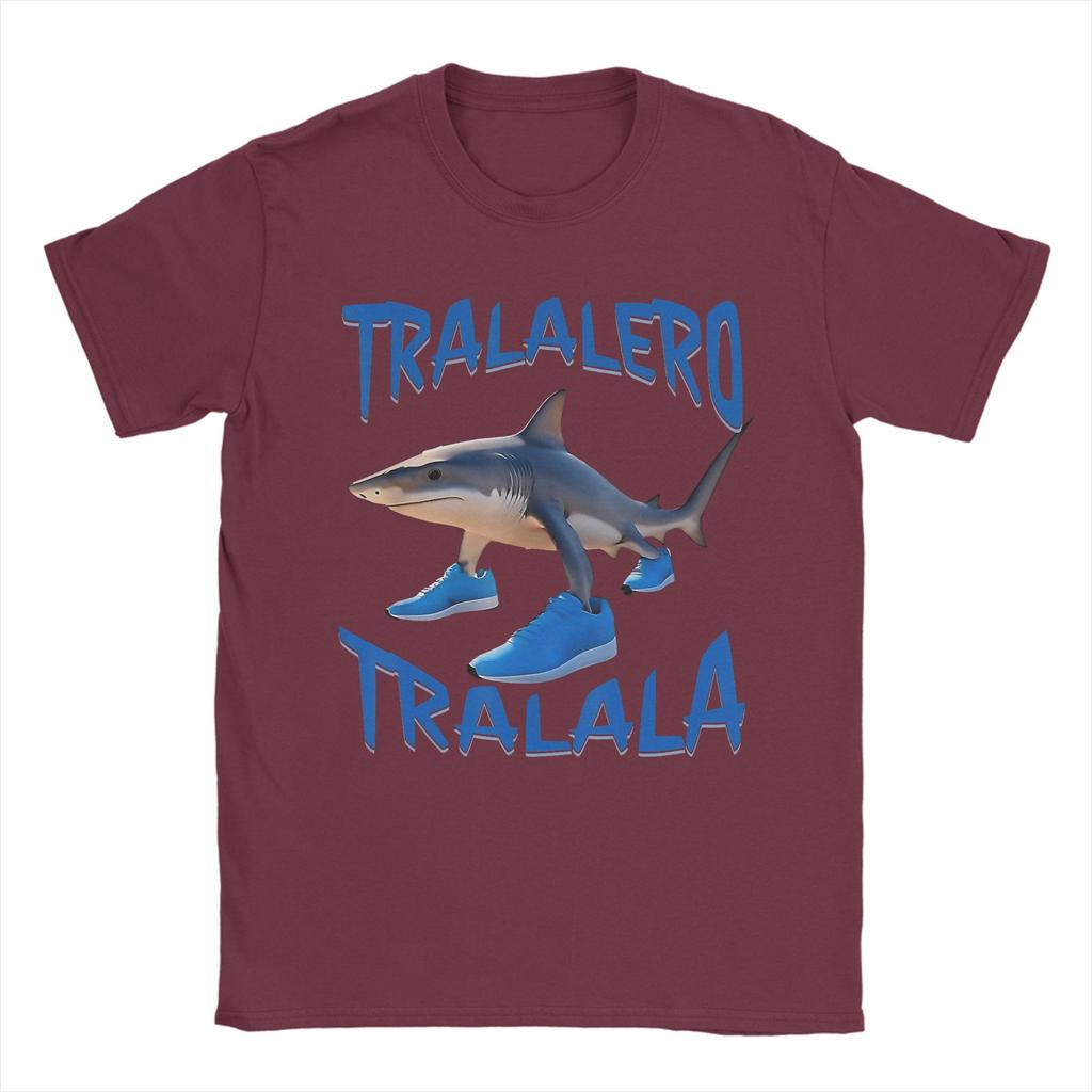 Tralalero Tralala Shark Meme  T Shirt Men 100% Cotton T-Shirts Round Neck Italian Brainrot Memes Tees Short Sleeve Clothing