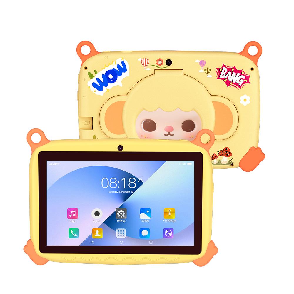 Kids 7 Inch Tablet with Cartoon Monkey Pattern 4GB RAM 64GB ROM Android 13 Google Certified Learning Education Games