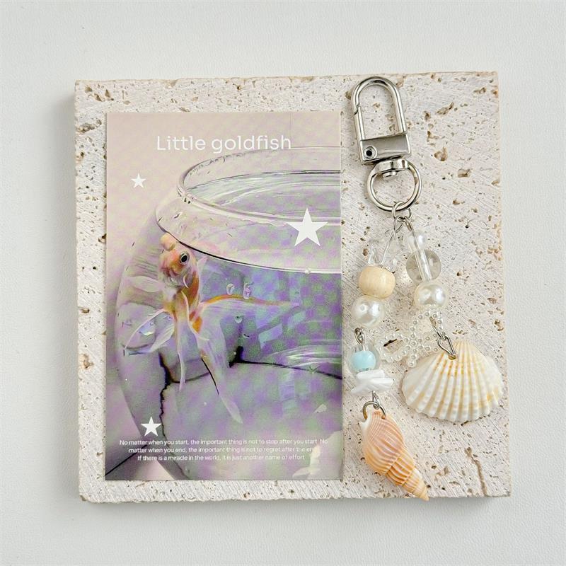 Ocean Style Pearl Bow Shell Conches Charm Beaded Mobile Phone Chains Keychain Pendants Girly Bag Hanging Ornaments Gifts