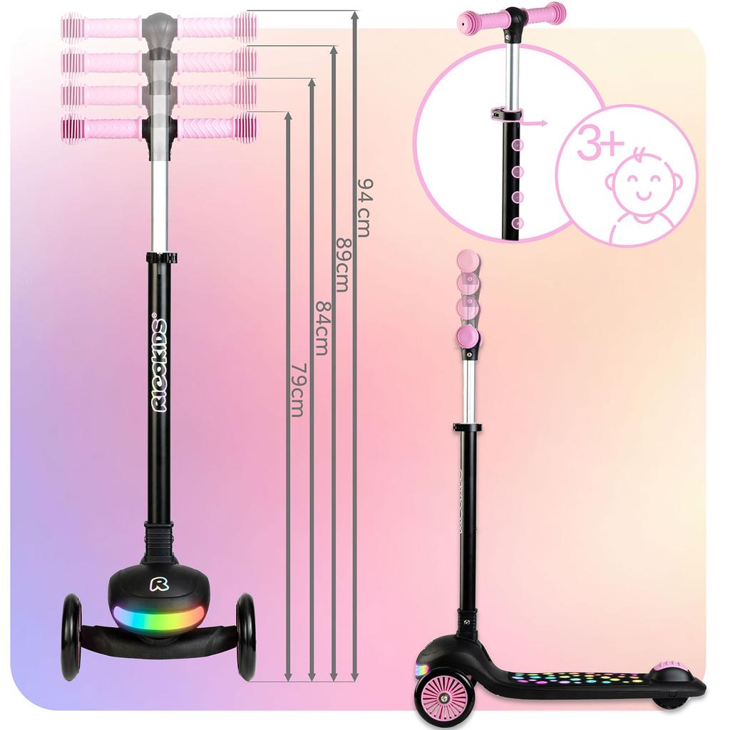 Ricokids Glowi Led Three-Wheeled Balance Scooter For Kids, And