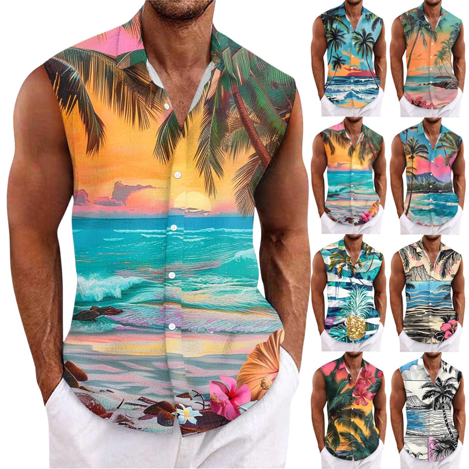 

Men s Hawaiian Lapel Button-down Shirt T-shirt Top L помаранчевий