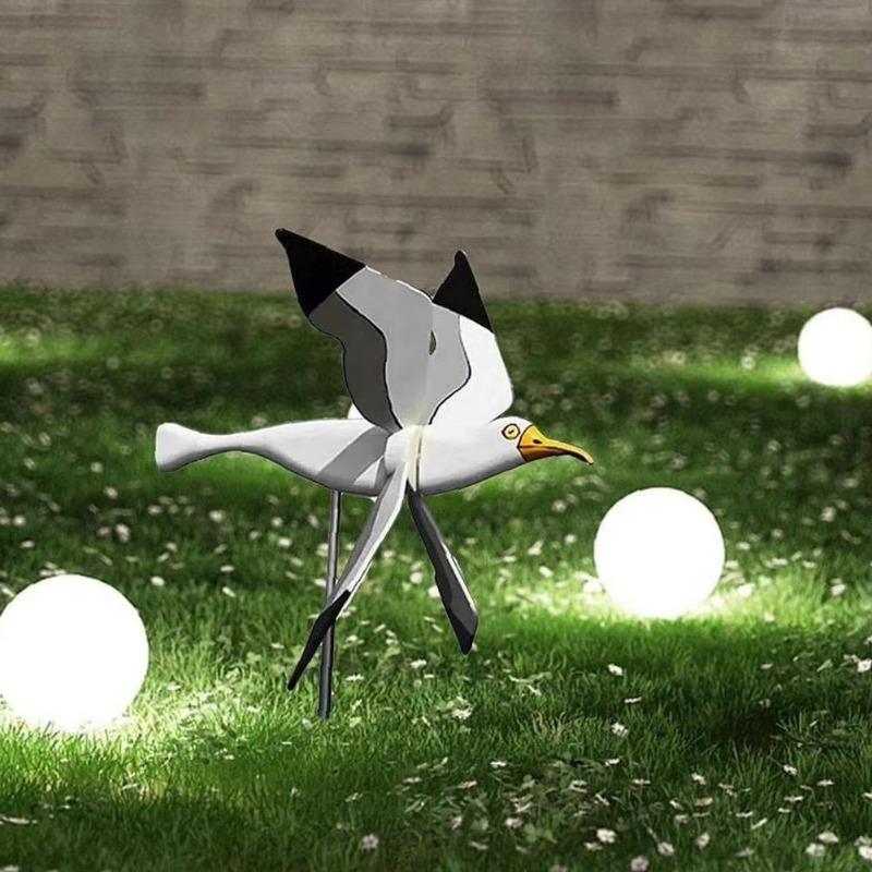 2025 New Seagull Windmill Garden Outdoor Bird Holiday Decorative Wind Spinners Personalized Courtyard Decor Gift Accessories