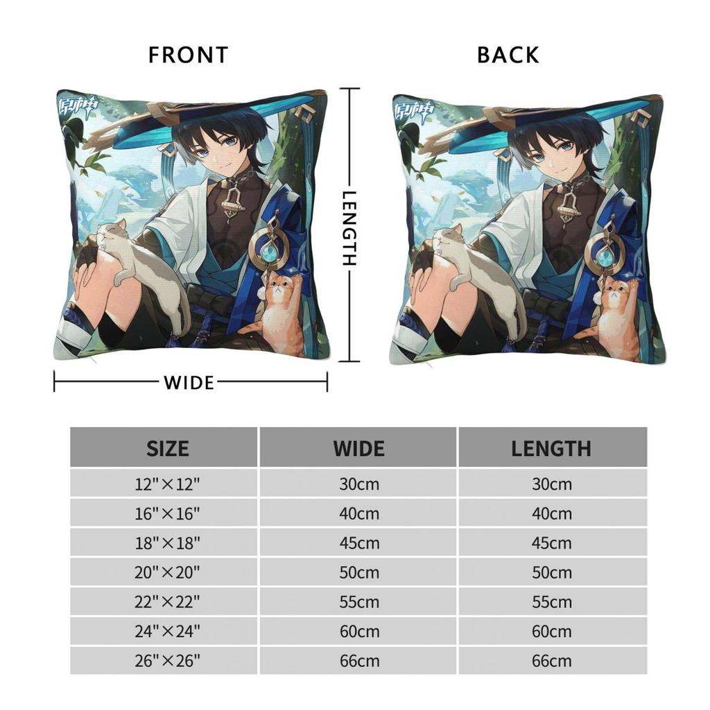 Genshin Impact Scaramouche And Wanderer Game Square Pillowcase Pillow Cover Cushion Zip Decorative Comfort Throw Pillow for Home
