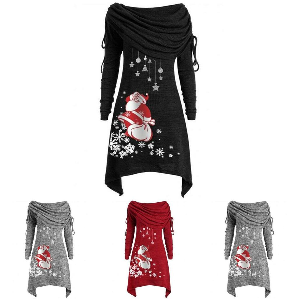 Elegante Maglione Natalizio da Donna con Babbo Natale e Maniche Lunghe Accoglienti