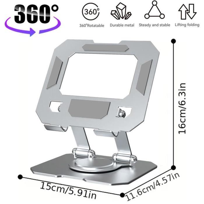 Držák na tablet - BOOLING - Otočný o 360° - Skládací - Kovový stříbrný - Protiskluzový
