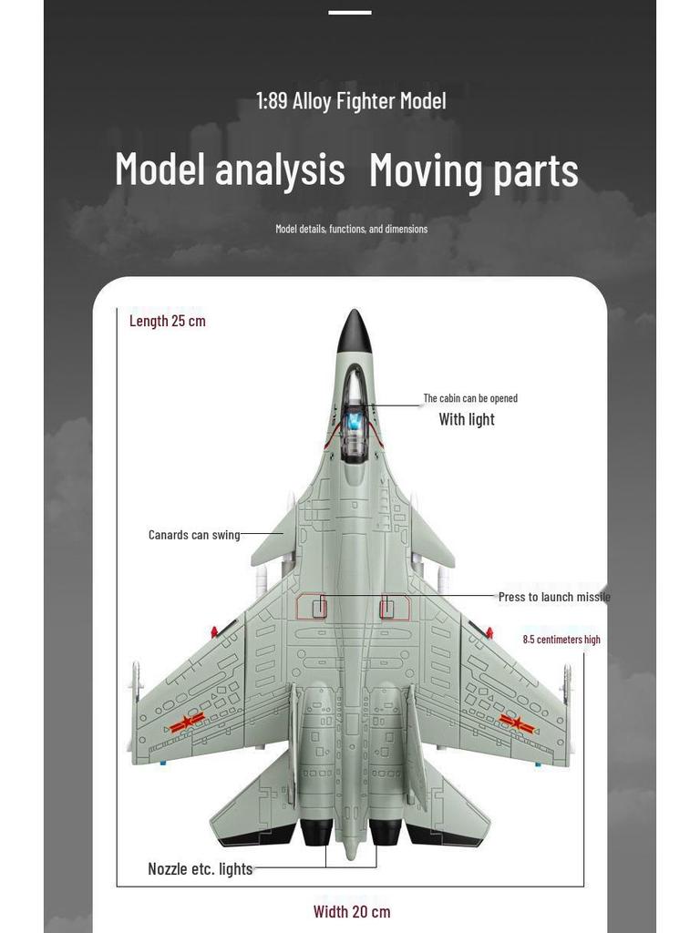Stealth Fighter J-20 Alloy Airplane Model J-3 Boys Toy