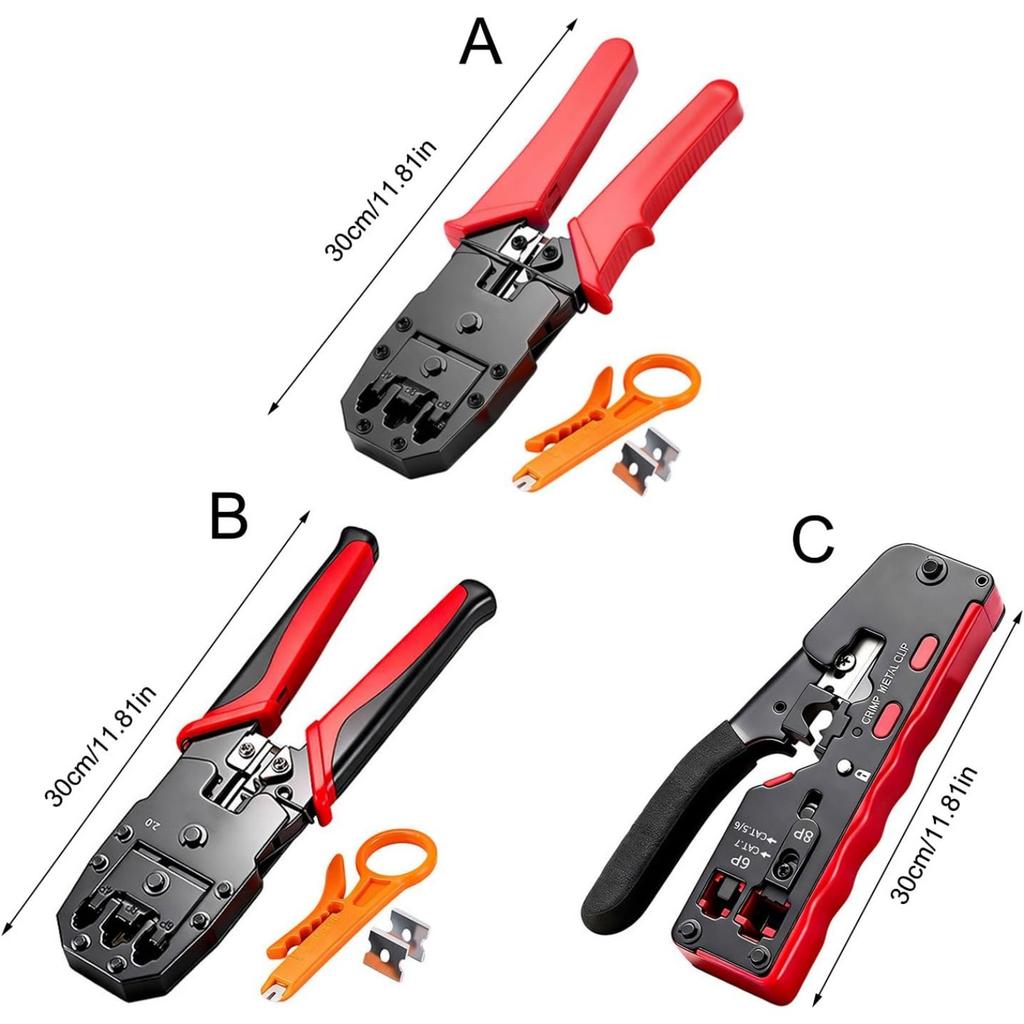 RJ45 Crimp Tool Pass Through Cat6 Crimping For Cat5 Cat5e Cat6 8P6P Connector Ethernet Crimper Ethernet Crimper