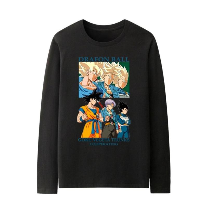 

Мужская футболка с длинным рукавом Dragon Balls, 100% гребенчатый хлопок, однотонная белая, приталенная и дышащая, повседневная необходимость XXL чёрный