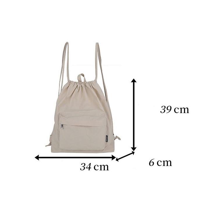 WTEMPO Nylon Drawstring Schoolbag Zipper Pocket Backpack Lightweight Large-capacity Unisex Sports Backpack Fitness Leisure Backpack