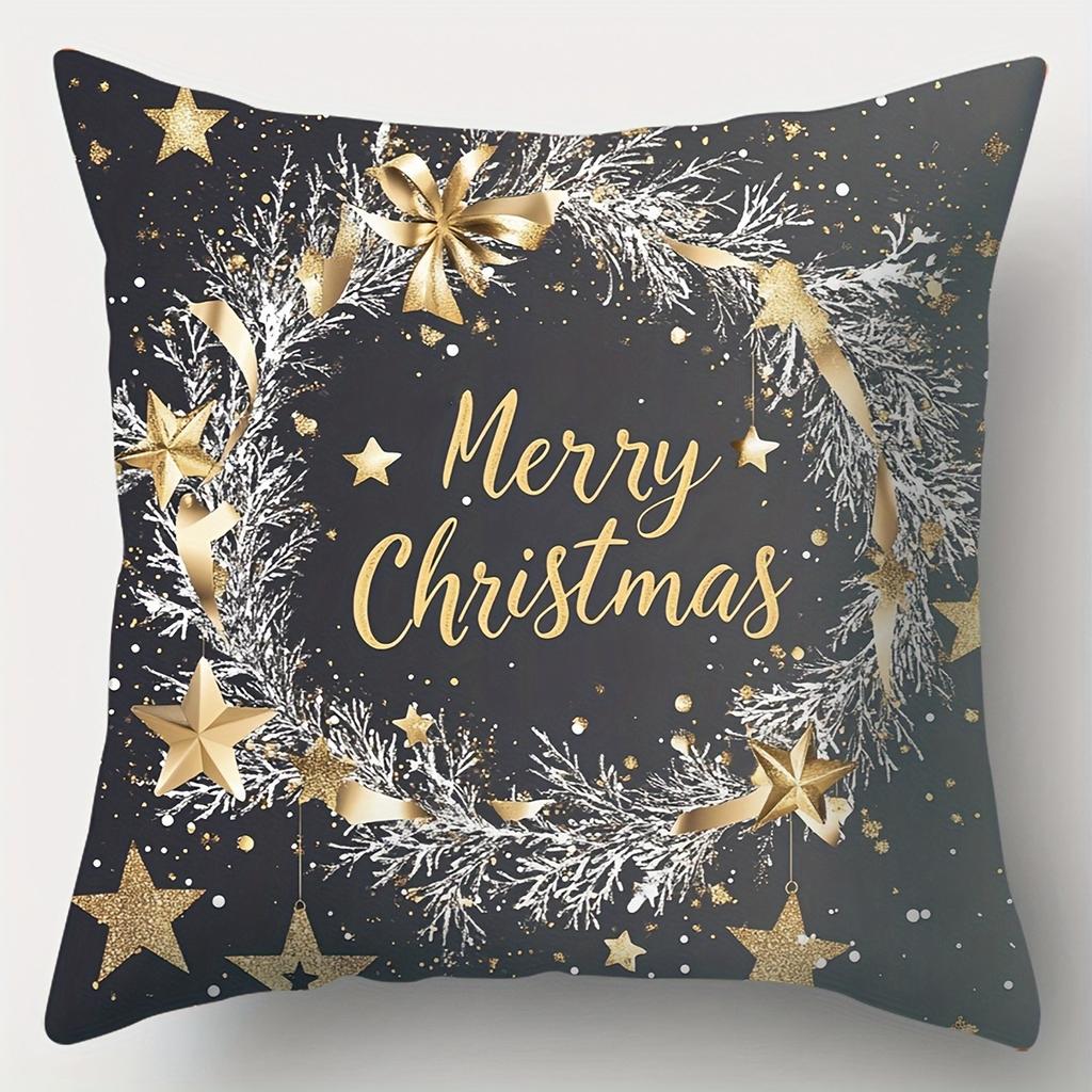 Christmas Themed Pillowcases: Dwarfs, Wreaths & Winter Greetings Sofa Room Cushion Cover Home Decoration New Year Gift
