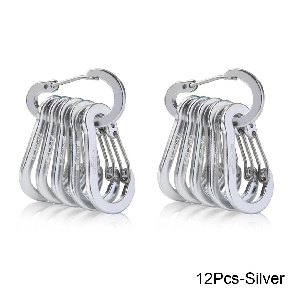 6 Pieces 12 Pieces Outside Camping Multi-tool Carabiner Steel Small Carabiner Clip Fishing Accessories High Quality Practical Daily Use