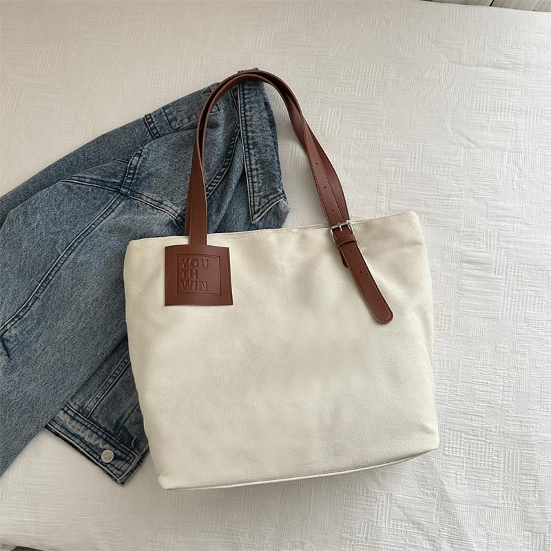 

Trendy Black Canvas Tote Bag For Women Spacious And Stylish For Daily Essentials білий