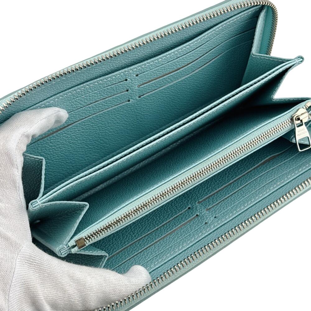 LOUIS VUITTON M12680 Zippy wallet Monogram Ann Platt leather Azure Frost Purse blue leather Used